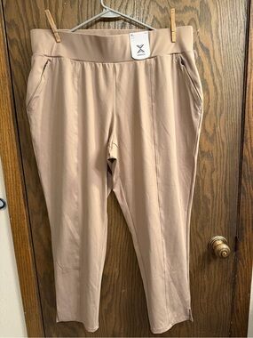 Xersion Women's Tan Straight-Leg Ponte Pants with Zip Pockets